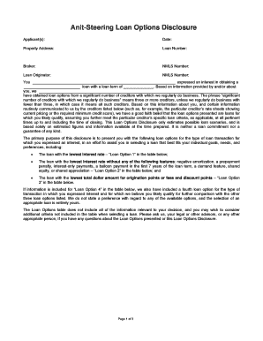 Anti-Steering Loan Options Disclosure