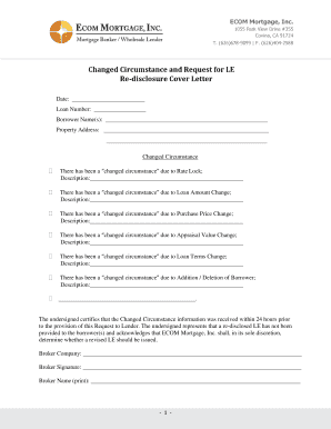 Mortgage Changed Circumstance Request