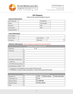 Mortgage Document Request Form