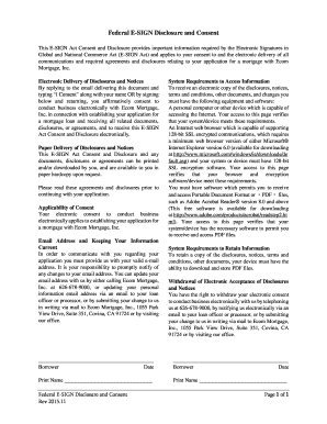 Federal E-SIGN Disclosure and Consent