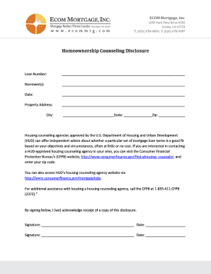 Homeownership Counseling Disclosure
