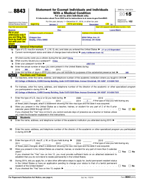 Form 8843 for Alien Individuals with Medical Conditions