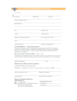 ICSC Student Membership Application