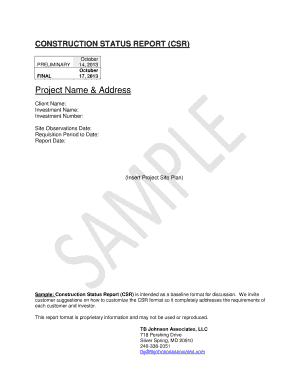 Construction Status Report Template