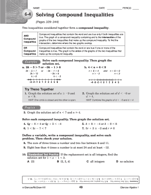 Algebra 1 Compound Inequalities Worksheet