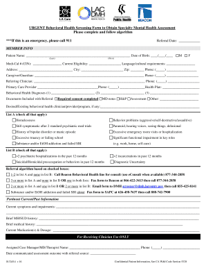 Behavioral Health Screening Form