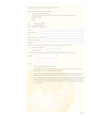 Subscription Request Form