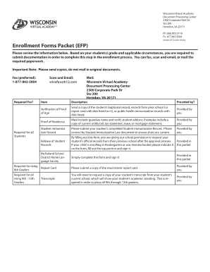 Wisconsin Virtual Academy Enrollment Forms Packet