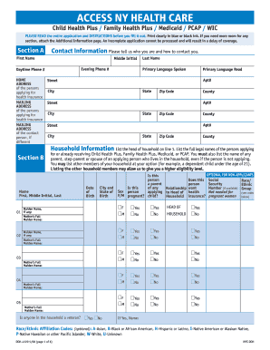 New York Health Insurance Application Form