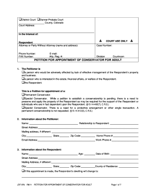 Petition for Appointment of Conservator for Adult