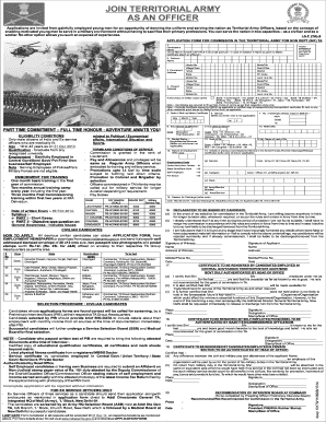 Indian Army Territorial Officer Application Form