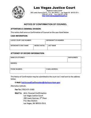 Notice of Confirmation of Counsel