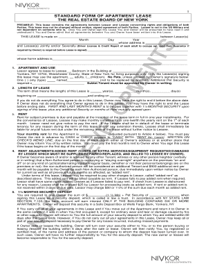 Standard Form of Apartment Lease