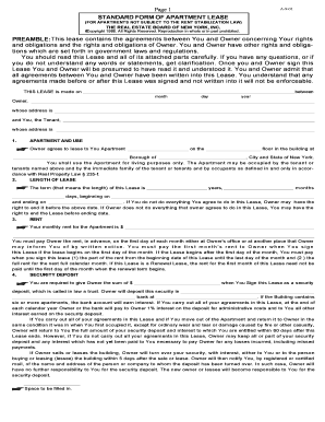 Standard Form of Apartment Lease