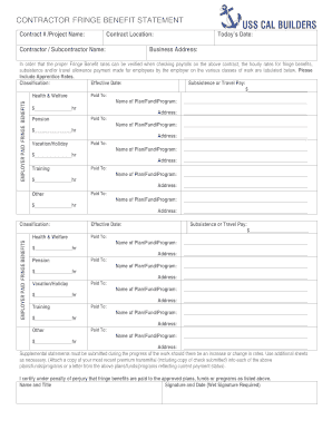Contractor Fringe Benefit Statement