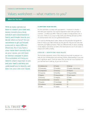 Financial Empowerment Values Worksheet