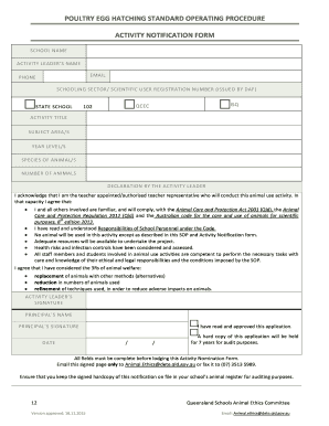 Sop templates - QSAEC Poultry egg-hatching standard operating procedure QSAEC Poultry egg-hatching standard operating procedure - education qld gov