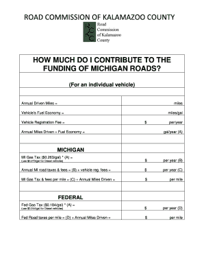 Michigan Road Funding Contribution Calculator