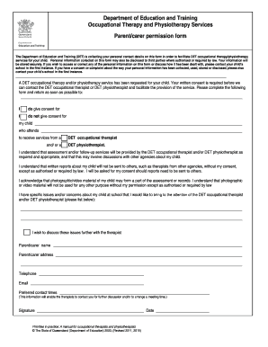 Parent Consent Form for Occupational Therapy and Physiotherapy Services