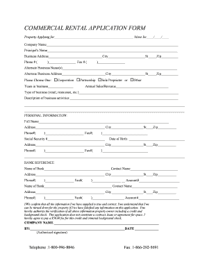 Commercial Rental Application Form