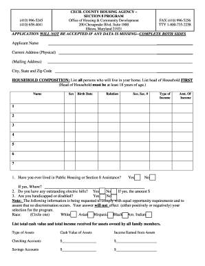 Cecil County Section 8 Housing Application