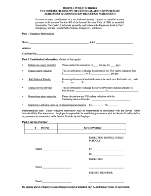 Howell Public Schools Tax Sheltered Annuity Agreement