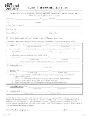 TPA Distribution Request Form