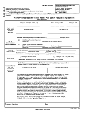 Warren Consolidated Schools 403(b) Plan Salary Reduction Agreement