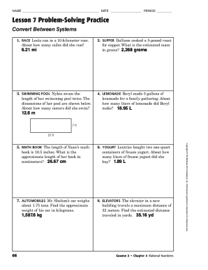 lesson 7 problem solving practice answer key