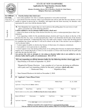 New Hampshire Absentee Ballot Application
