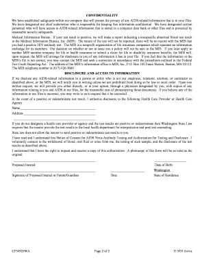 Notice of AIDS Virus Antibody Testing and Authorization