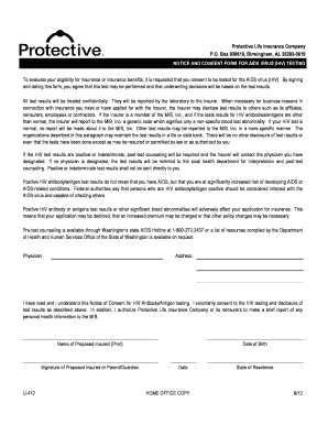 Notice and Consent Form for HIV Testing