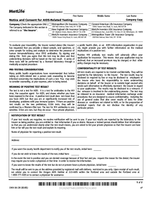 Notice and Consent for AIDS-Related Testing