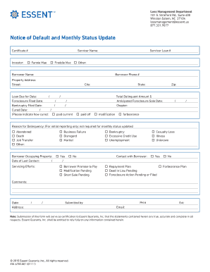 Notice of Default and Monthly Status Update - essentus