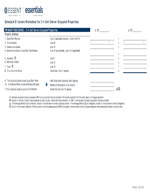 Schedule E Income Worksheet for 2-4 Unit Properties