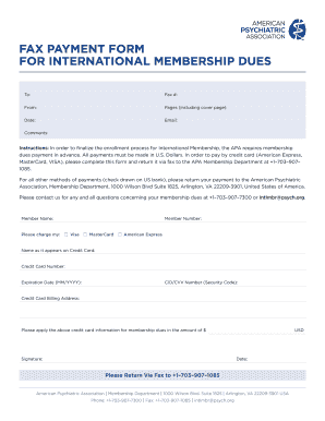 Fax Payment Form for International Membership Dues