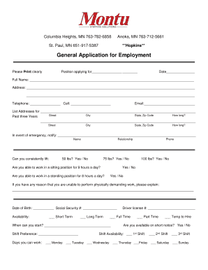 General Application for Employment