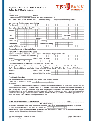 VISA Debit Card Application Form
