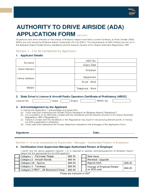 Authority to Drive Airside Application Form