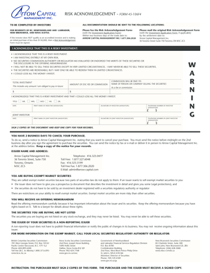 Risk Acknowledgement Form 45-106F4