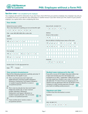 P46 Employee Tax Form