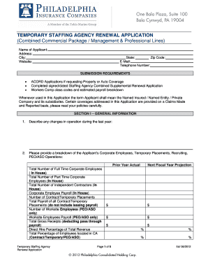 Temporary Staffing Agency Renewal Application