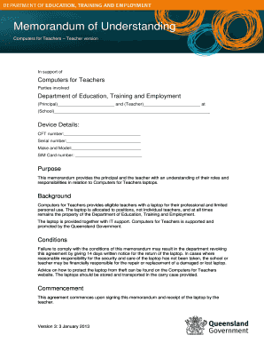 Computers for Teachers Memorandum of Understanding