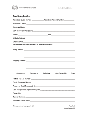 Techstreet Credit Application Form