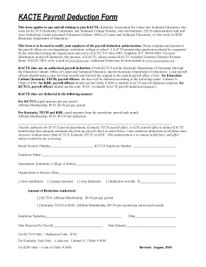 KACTE Payroll Deduction Form