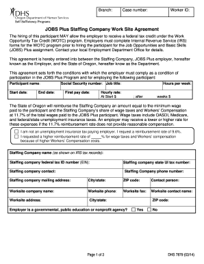 JOBS Plus Staffing Company Work Site Agreement