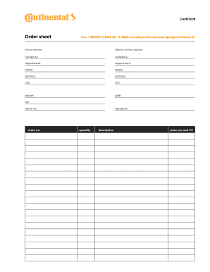 Order Sheet