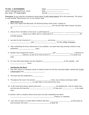 To Kill a Mockingbird Reading Guide