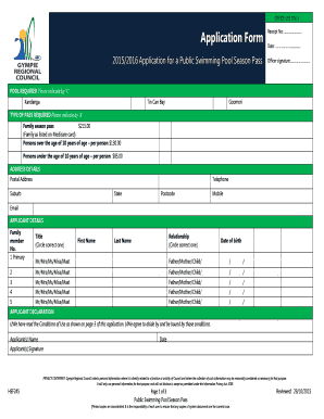 Public Swimming Pool Season Pass Application Form