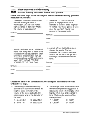 Measurement and Geometry Worksheet